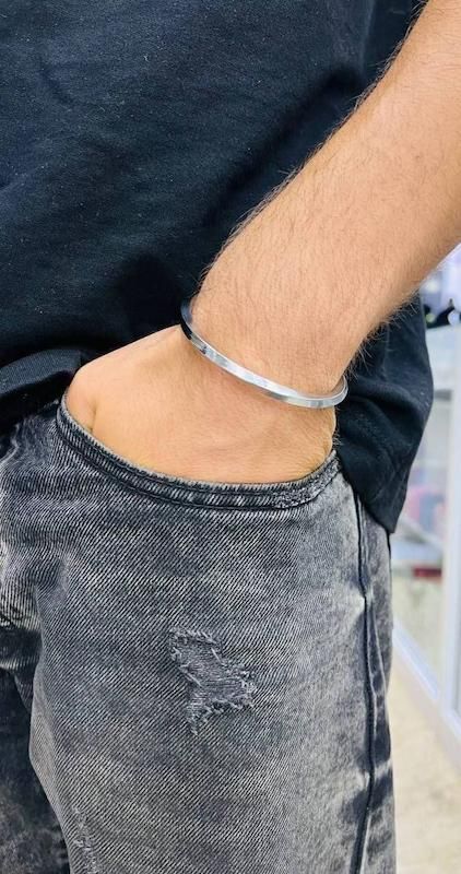 دستبند و گردنبند پسرانه استیل ابکاری نقره